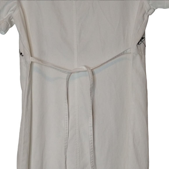 Vintage David Dart Sport White Maxi Dress Size Medium Tie Back Beach Scene - Picture 4 of 9